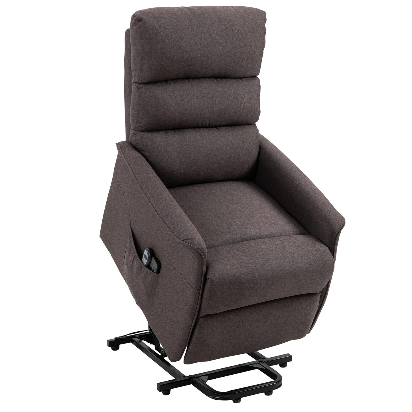 HOMCOM Power Lift Recliner Chair for Elderly, Easy Assembly, Fabric Lift Chair for Adults, Recliner Sofa with Remote Control, Side Pockets for Living Room, Brown