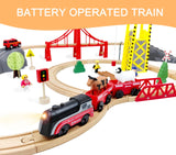 Battery Operated Train for Wooden Track, Motorized Train for Toddlers 3+ Years Old, 3Pcs Train Toy Set Electric Train Compatible with Thomas, Brio, Chuggington, Melissa and Doug Z MAYABBO