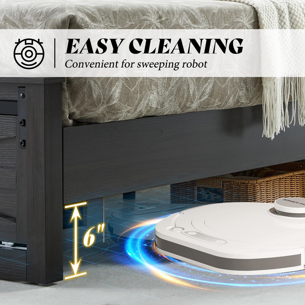 LUXOAK Farmhouse Queen Size Bed Frame with Sliding Barn Door Storage, 49" Tall Headboard Wood Bed Frame, Rustic Platform Bed Frame Wooden Slats & Metal Support, No Box Spring Needed, Deep Brown LUXOAK