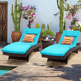 Sundale Outdoor Wicker Chaise Lounge Chair Set of 2, Rattan Patio Lounge Chairs for Outside, Adjustable Recliner with Cushions & Pillows for Deck, Indoor, Yard - Steel, Aruba Sundale Outdoor