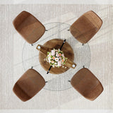 LFVFFA Round Dining Table Set for 4, 48 Inches Kitchen Table with 4 Brown Chairs, Tempered Glass Tabletop with Wood Pedestal Base, 5 Pieces Dinner Table Set for Living Room Apartment LFVFFA