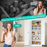 SISESOL Tall Metal Storage Cabinet with 2 Doors and 5 Shelves,75 inch White Pantry Storage Cabinet,Large Farmhouse Pantry Cupboard for Home,Kitchen,Dining/Living Room SISESOL