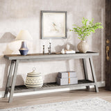 Tribesigns Farmhouse Console Entryway Table: 70.9 Inches Extra Long Console Table for Entryway, 2-Tier Narrow Wood Foyer Sofa Couch Table for Hallway, Entrance, Living Room, Grey Tribesigns