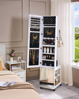 Hzuaneri Jewelry Cabinet with Light strip, 66.5-inch mirror Jewelry Armoire Standing with Garment Rack,Movable Full-length Mirror with Hzuaneri