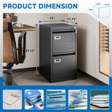 BYNSOE 2 Drawer File Cabinet with Lock Metal Vertical Filing Storage Cabinet Office Home Steel Vertical File Cabinets for A4 Legal/Letter Size Narrow File Cabinet Locked,Assembly Required BYNSOE