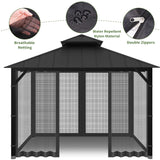 Gazebo Universal Replacement Mosquito Netting, 10' x 12' Outdoor Canopy Net Screen 4-Panel Sidewall Gazebo Curtains, with Zippers, Easy to Install, Fit for Most Gazebo 10x12 Canopy, Patio（Black） Generic