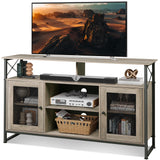 WLIVE TV Stand 55 inch TV, Tall Entertainment Center with Storage, Farmhouse Industrial TV Console for Bedroom Living Room, Greige WLIVE