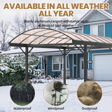 BUPPLEE Heavy Duty Metal Carport Kit 10 x 15 ft, Aluminum Carport with UV50+Resistant PC Sunlight Panels,Sturdy Metal Carports for Cars, Boats,Outdoor Storage Shed,Anti Rust Awning,Snow BUPPLEE