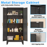 erosoei Metal Pantry Storage Cabinet, Kitchen Storage Cabinets with Adjustable Feet and Shelves, Pantry Cabinet for Kitchen, Living Room, Laundry Room and Dinning Room erosoei