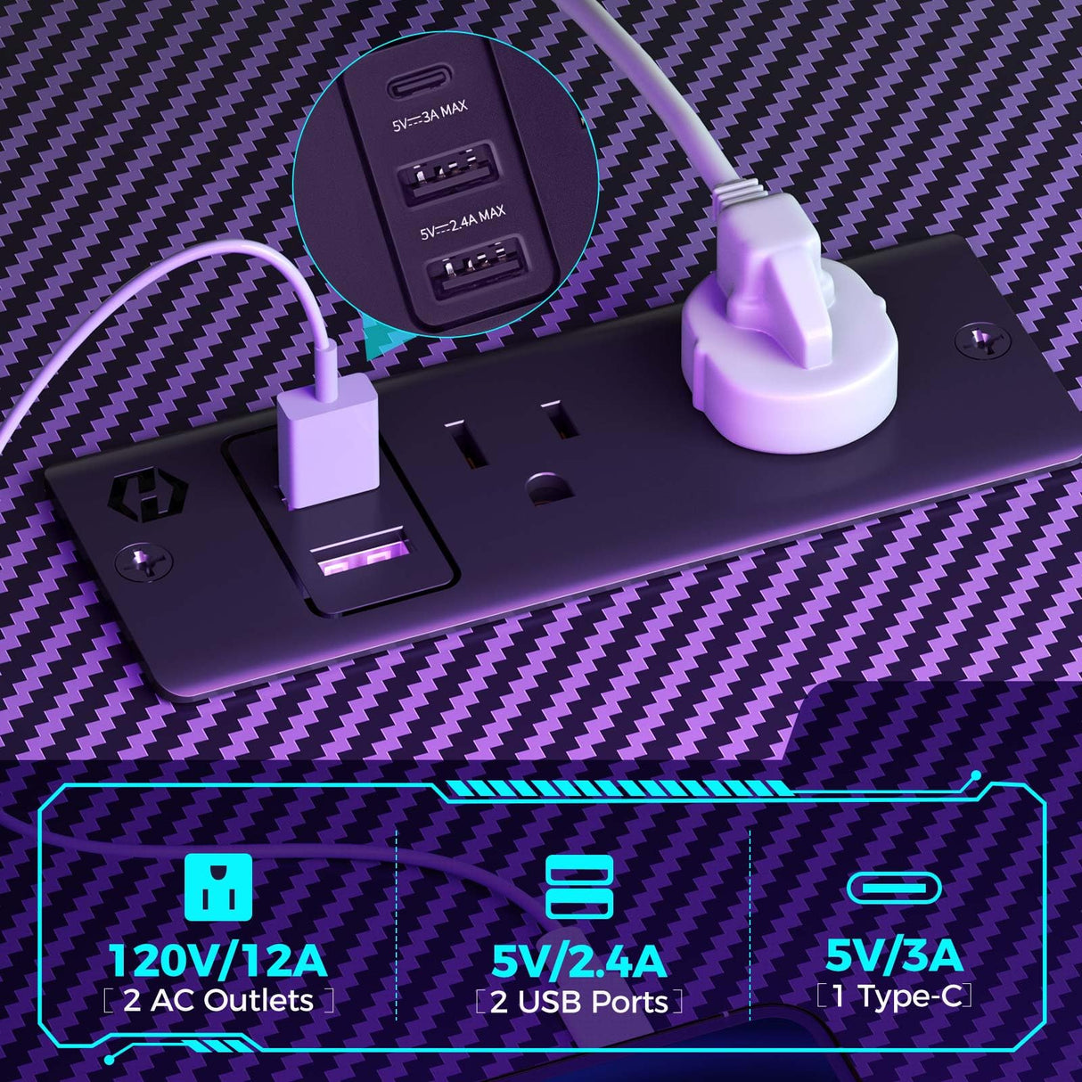 SEVEN WARRIOR Gaming Desk with LED Lights & Power Outlets, 31.5" Computer Desk with Monitor Shelf, Home Office Desk with Cup Holder and Headphone Hook, Ergonomic, Carbon Fiber Surface Black SEVEN WARRIOR