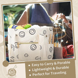 Bulyoou 2 Pcs Crochet Bag and Tote Set Corduroy Yarn Crochet Tote Bag for Hooks Organizer Smile Face Design Yarn Holder for Mother's Day Gift Lovers Knitting Accessories Bulyoou