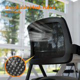 FYLICA Stackable & Foldable Office Chair Set of 2, Folding Desk Chair with Flip-Up Armrest, Breathable Mesh, Thick Seat Cushion & Rocking Backrest, Conference Room Chair with Wheel (Black) FYLICA