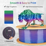 3Dgenius Silk Rainbow PLA Filament 1.75mm Silk PLA 3D Printer Filament Shiny Fast Color Changing Gradient Filament 3D Printing Filament Fit Most FDM Printers, 500g Spool(1.1lbs), Universe Series 3Dgenius