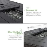 Best Choice Products 52in 50,000 BTU Outdoor Wicker Patio Propane Gas Fire Pit Table w/Aluminum Tabletop, Glass Wind Guard, Clear Glass Rocks, Cover, Slide Out Tank Holder, and Lid - Gray Best Choice Products