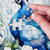 Blue Peacock Puzzles Flower Puzzle for Adults 1000 Pieces, Beautiful Bird Art Jigsaw Puzzles 1000 Pieces Nature Puzzle, Fantasy Green Peacock Painting Puzzle BBOLDIN