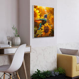 ATDMS Bird Paint by Numbers Kit for Adults with Frame Landscape Paint by Number with Easel DIY Flower Adult Paint by Number Kits Sunflower Paint by Numbers Kit on Canvas for Home Wall Decor 8x12 Inch ATDMS