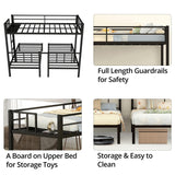 Metal Triple Bunk Bed, Detachable Triple Bunkbed for 3 with Guardrails & Ladder, Twin Over Twin & Twin Bunk Bed Can Be Separated into 3 Twin Beds for Teens, Adults, No Box Spring Needed, Easy Assembly LLS