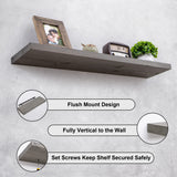 Axeman 2 Pack Rustic Floating Shelves, Distressed Grey Wood Floating Shelves for Wall 24 Inches Long, 8 Inch Deep Farmhouse Shelves for Living Room Bedroom Laundry Room Garage Farmhouse - Grey Wash Axeman