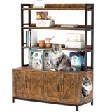 Herture Large Cat Litter Enclosure for 2 Cats - Hidden Litter Box Furniture with Shelf, Brown PG05MWN Herture