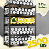 DurayLoly 72" H Garage Shelving, 5 Tier Storage Shelves Load 2500 lbs, Adjustable Garage Shelves, Metal Shelving Unit for Warehouse, Basement, Pantry, 40" Wx 16" D x 72" H, Black DurayLoly