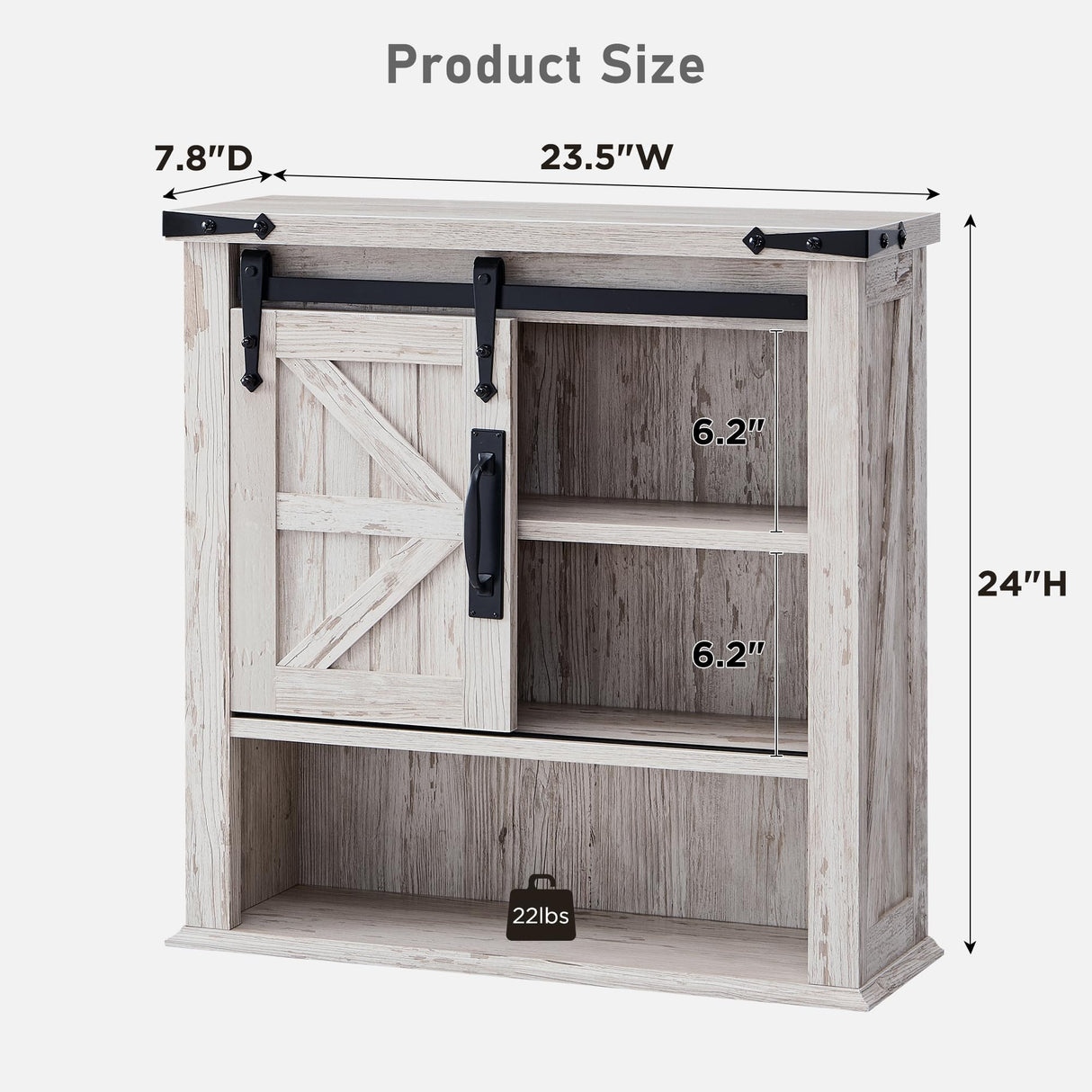 OKD Bathroom Wall Cabinet, Farmhouse Medicine Cabinet with Sliding Barn Door & Adjustable Shelves, Storage Cabinet Wall Mounted for Bathroom, Kitchen, Antique Brush White OKD