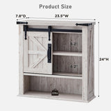OKD Bathroom Wall Cabinet, Farmhouse Medicine Cabinet with Sliding Barn Door & Adjustable Shelves, Storage Cabinet Wall Mounted for Bathroom, Kitchen, Antique Brush White OKD