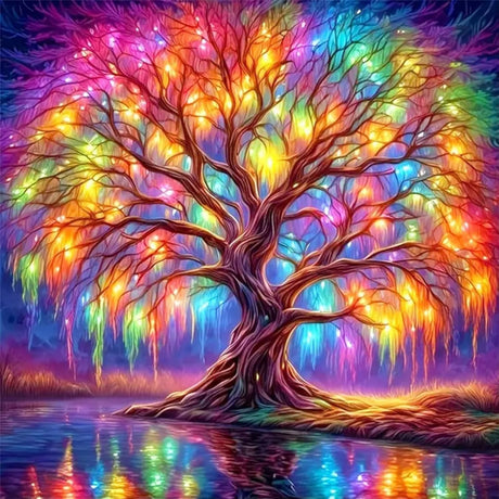 DIYCYCY Easy Paint by Numbers Kit for Adults Beginner,Tree of Life Paint by Number Canvas for Adults,Colorful DIY Acrylic Oil Number Painting for Adult Home Wall Decor 16x16in (Without Frame) DIYCYCY