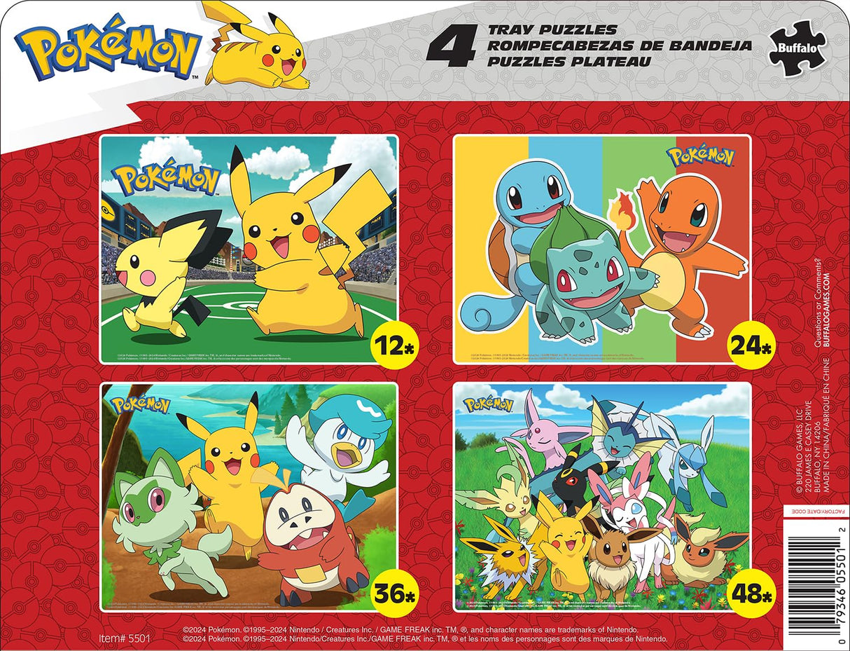Buffalo Games - Pokémon - Play Time - Four 12-48 Piece Puzzle Board Preschool Tray Puzzles - Finished Puzzle Sizes are 14 x 10.75in Buffalo Games