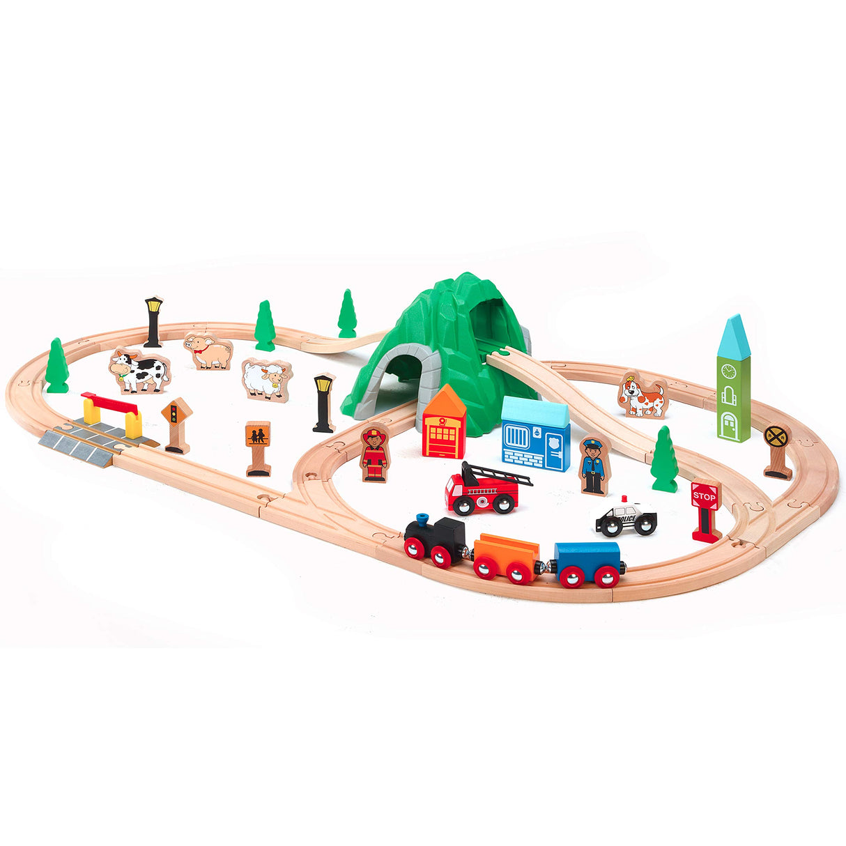 Maxim 50pc Mountain Train Set Set for Toddler with Double-Side Train Tracks Fits Brio, Thomas, Melissa and Doug, Kids Wood Toy Train for 3,4,5 Year maxim enterprise, inc.
