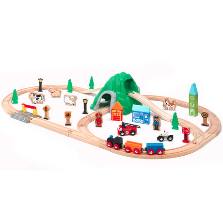 Maxim 50pc Mountain Train Set Set for Toddler with Double-Side Train Tracks Fits Brio, Thomas, Melissa and Doug, Kids Wood Toy Train for 3,4,5 Year maxim enterprise, inc.