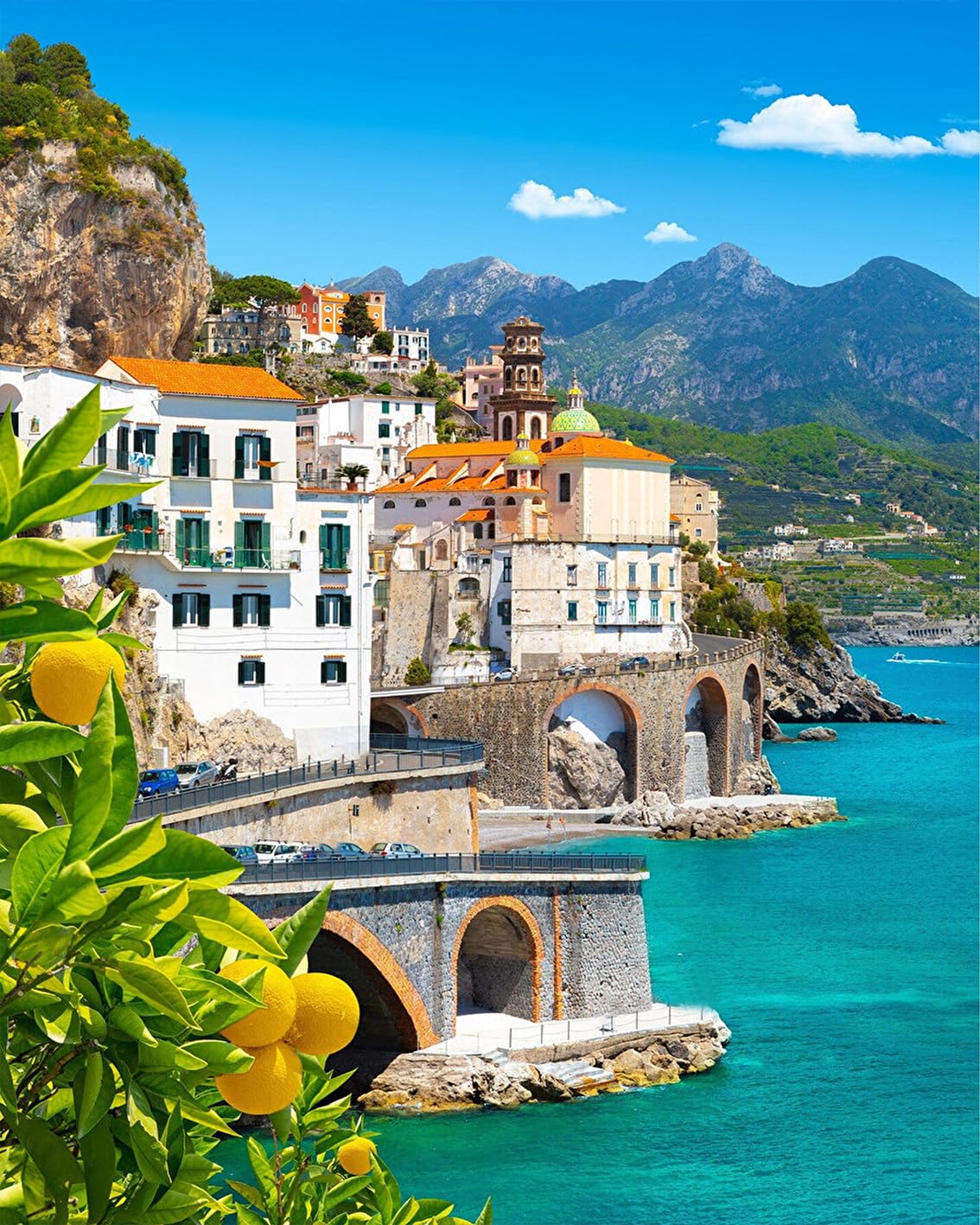 Paint by Numbers for Adults Beautiful View of Amalfi Oil Painting Paint by Numbers for Beginners Lemons in the Foreground Italy Paint by Numbers Kit DIY Oil Painting Children s Crafts 16x20 inch TUMOVO