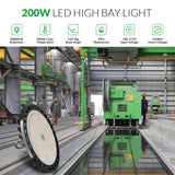 200W UFO LED High Bay Light 2PCS, 28000 LM with US Plug 5ft Cable, 5000K, Commercial Industrial Warehouse Shop Factory Barn Garage Area Lighting Fixture, Non-Dim Flakeeper