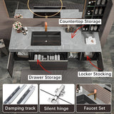 ZGNBSD Bathroom Vanity with Sink- Solid Wood Bathroom Vanity Include Smart LED Defog Mirror ＆ Multi-Cabinet Storage Space, Wall Mounted Bathroom Vanity Cabinet (60'') ZGNBSD