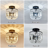 YYJLX Small Crystal Chandelier 2- Lights ，Modern Semi Flush Mount Ceiling Light Fixture for Hallway Kitchen Foyer （Black） YYJLX