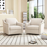 Wrofly Swivel Barrel Chair Set of 2, Oversized Swivel Accent Chair with Comfy Back Pillow, Modern Upholstered Reading Lounge Chairs for Living Room Bedroom Office Club, Beige Linen Wrofly