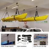 Kayak Hoist Set - Overhead Pulley System for 12-Foot Ceilings - 125lb Capacity Storage for Canoes, Bikes, Ladders, or Kayaks by Rad Sportz (Black) RAD Sportz