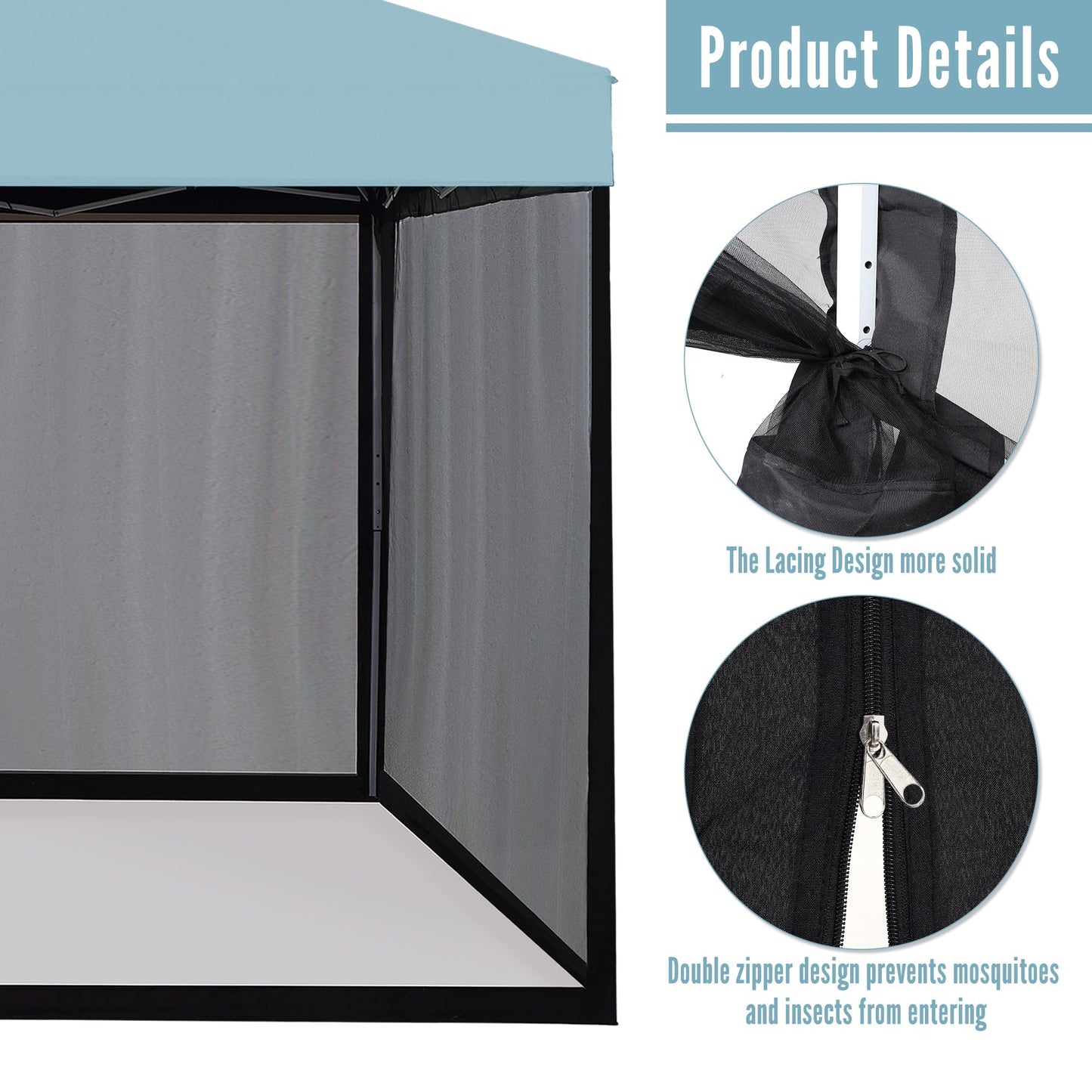 Seogwisam Mosquito Netting for 10'x10' Pop up Canopy Tent or Gazebo,Zipper Screen Sidewalls for Outdoor Garden Patio Gazebo(Mosquito Net Only,Black)