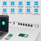 JUNNUJ Metal 8 Outlet Power Strip, Mountable Heavy Duty Power Strip, 1200J Surge Protector Wall Mount Screws Outlet with Switch, Gaming Desk Strips Wide Spaced 15A 125V 1875W, 6 FT 14AWG Power Cord JUNNUJ