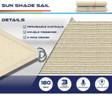 WINDSCREEN4LESS 14' x 14' x 14' Sun Shade Sail UV Block Fabric Canopy in Beige Sand Triangle for Patio Garden Patio Customized Sizes Windscreen4less