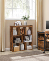 VASAGLE Bookcase, Bookshelf, Freestanding Storage Unit, 8 Open Compartments, Used Horizontally, Vertically, Upside Down, 11 x 35.4 x 39.4 Inches, for Living Room, Study, Office, Rustic Brown ULBC55BX VASAGLE