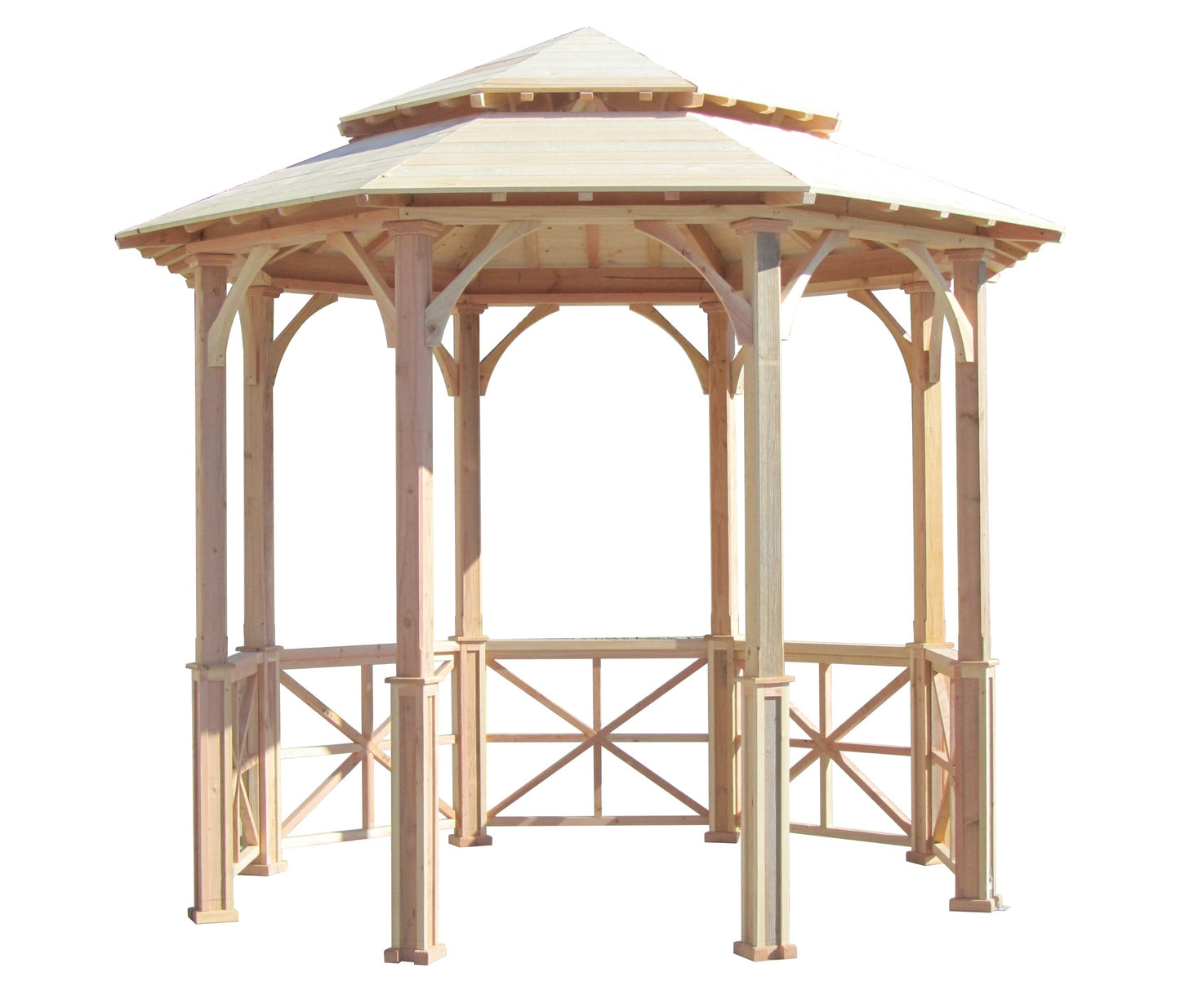 SamsGazebos 10' Octagon English Cottage Garden Gazebo with Two-Tiered Roof, Adjustable for an Uneven Patio, Made in USA - WoodArtSupply