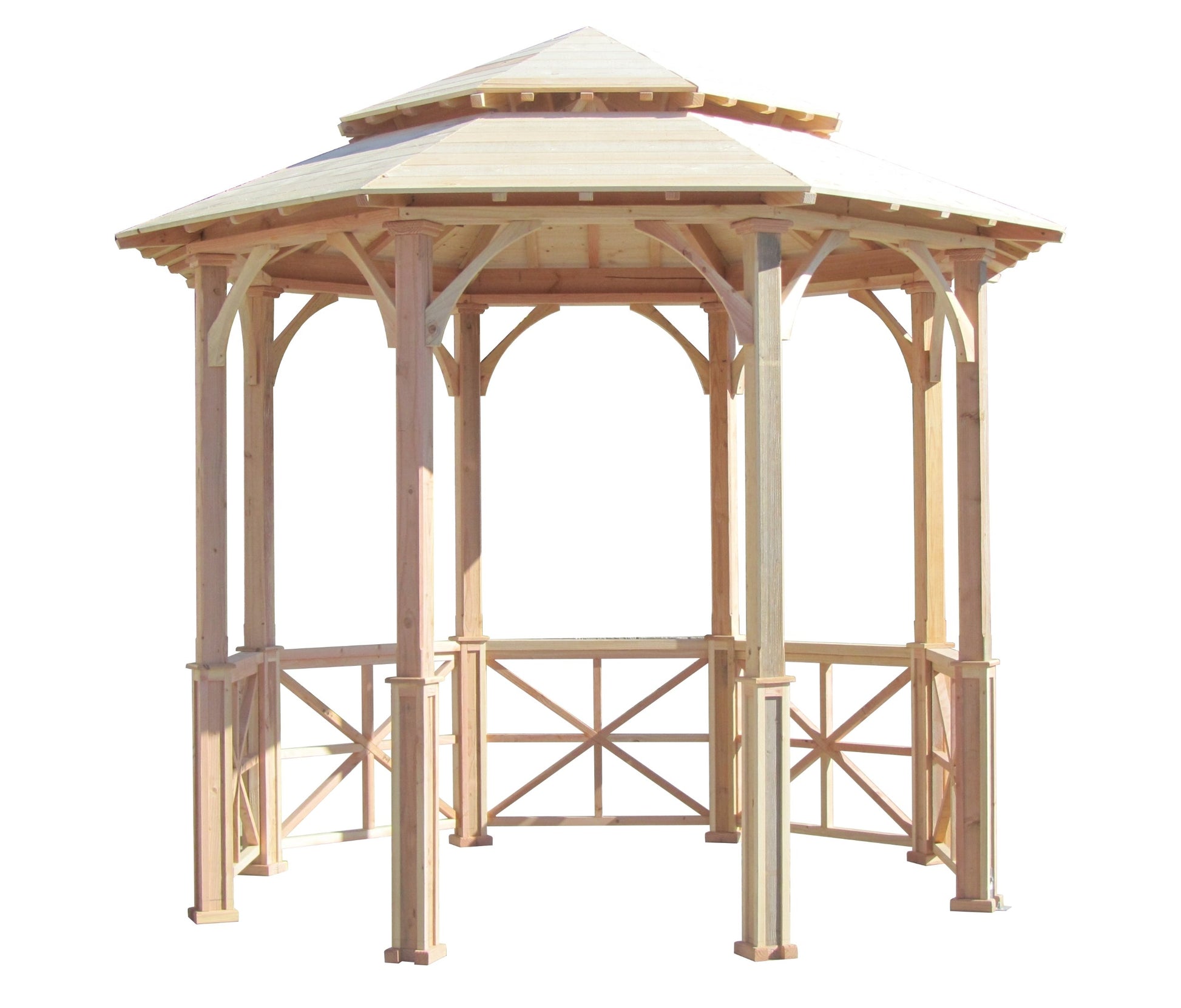 SamsGazebos 10' Octagon English Cottage Garden Gazebo with Two-Tiered Roof, Adjustable for an Uneven Patio, Made in USA - WoodArtSupply