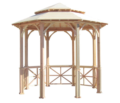 SamsGazebos 10' Octagon English Cottage Garden Gazebo with Two-Tiered Roof, Adjustable for an Uneven Patio, Made in USA SamsGazebos