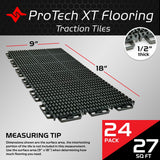 Caliber ProTech XT Garage Flooring and Trailer Deck Traction Tiles, 9” x 18” Interlocking Tiles, Red, 24-Pack Caliber