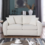 Alberobelo Sofa Couch, 66.5" White Modern Couch with Deep Seats, Chenille Fabric Comfy Sofas with Wooden Interior,loveseat Couch with Wide Armrest, Couches for Living Room, Bedroom and Office Alberobelo