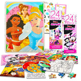 Disney Puzzle Activity Set for Girls - Bundle with 10 Jigsaw Puzzles for Girls Featuring Princesses, Minnie Mouse Plus Stickers | Disney Princess Puzzles for Kids 4-6 Disney