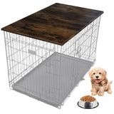 Skywin Dog Crate Topper Wood (Rustic) - 42 x 28 Inches Dog Crate Table Topper, Premium Dog Kennel Topper, Functional Pet Crate Furniture Table Dog Crate Accessories (Does NOT Include Dog Crate) Skywin