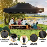 COBIZI 10x15 Pop up Canopy Tent Heavy Duty with 4 Sidewalls, Easy Set-up Commercial Outdoor Party Tent, 100% Waterproof Wedding Canopy Gazebo, 3 Height Adjustable with Handbag, Black COBIZI