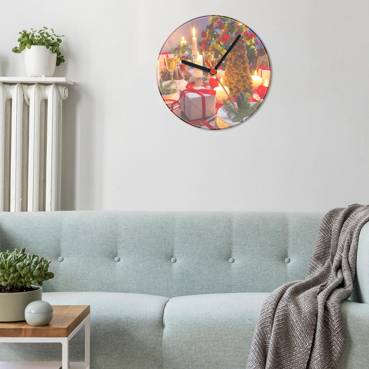 Briwooody 6 Pcs Sublimation Blank Clocks Wood DIY Wall Clock Round Printing Wall Clock Battery Operated Clock for Halloween Christmas Thanksgiving Day School Home Decor(9.8 Inch) Briwooody