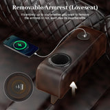 Yolsali 3 Seater Recliner Sofa Set with 2-Tier Cushion, 3+1 Pieces in Living Room, 3 Seater Reclining Couch Leather with Removable Console, 1 Oversize Recliner Chair Sofa Seat Yolsali